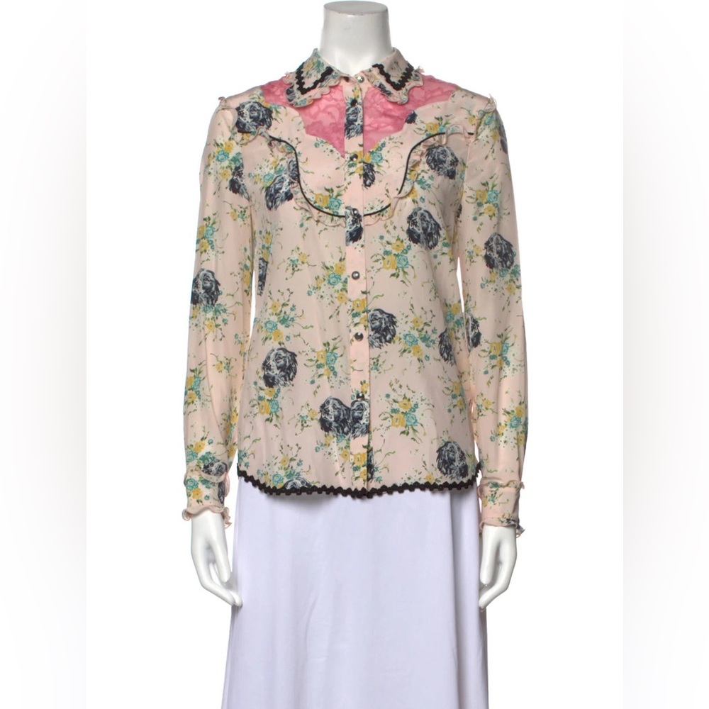 🚨Sold🚨Silk floral print button-up